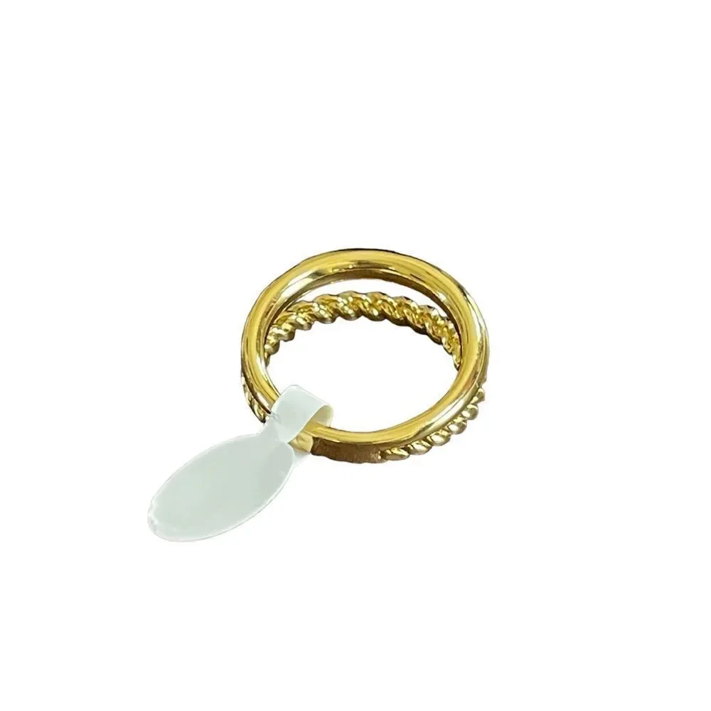 NWT double row gold tone costume ring size 7